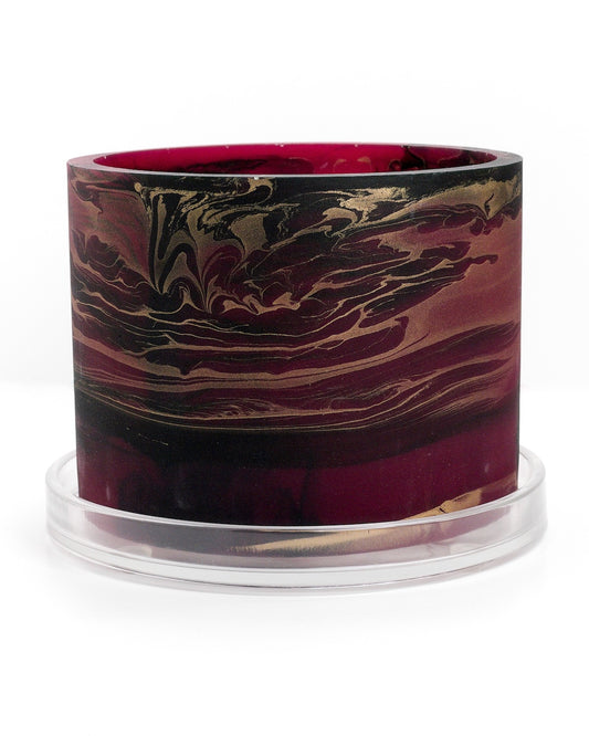 maroon red gold black handmade resin plant pot 6 inch indoor planter with drainage