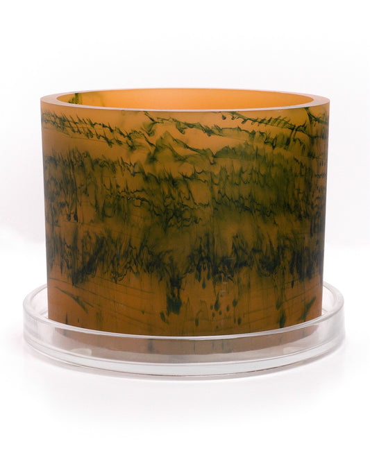 orange dark green handmade resin plant pot 6 inch indoor planter with drainage
