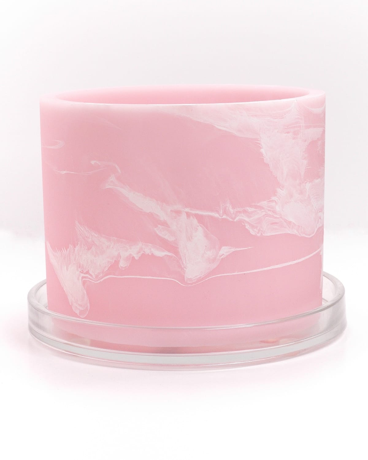 pastel pink white handmade resin plant pot 6 inch indoor planter with drainage