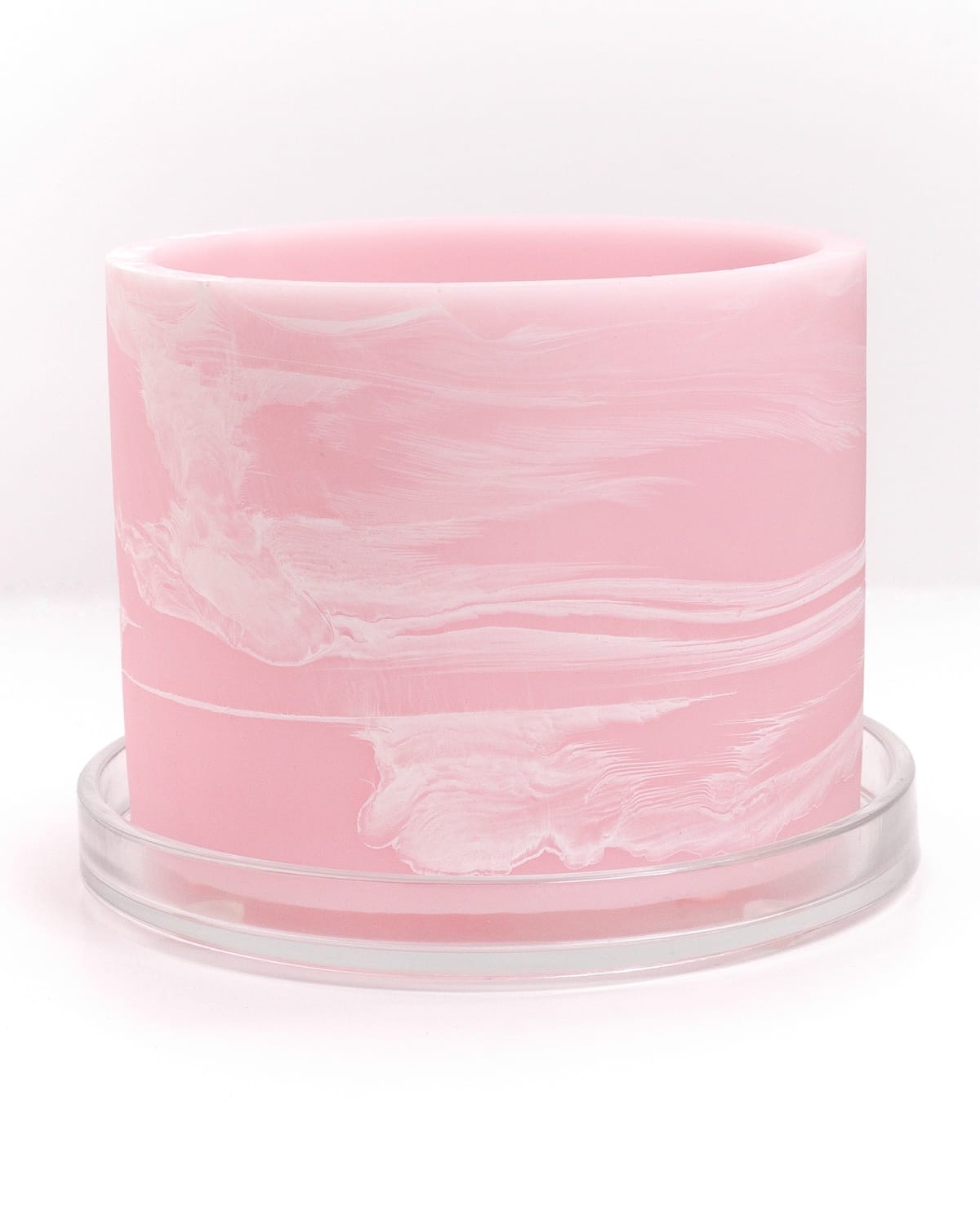 pastel pink white handmade resin plant pot 6 inch indoor planter with drainage