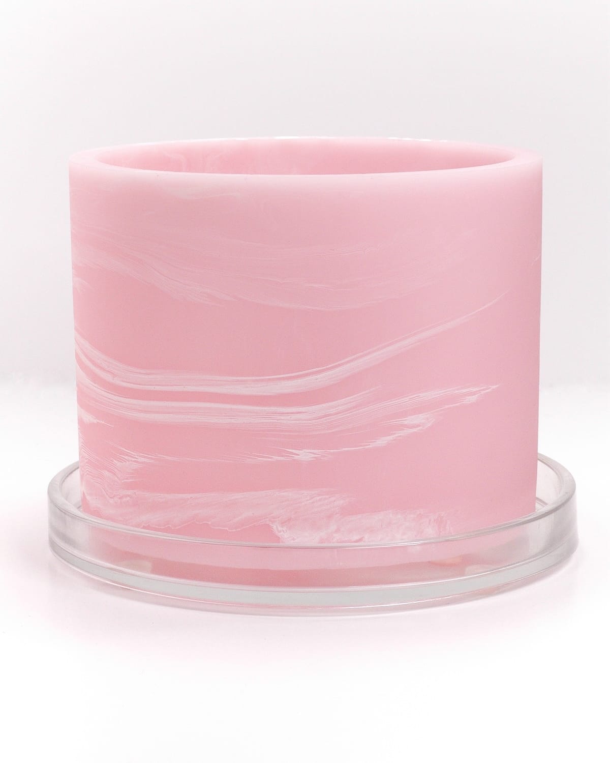 pastel pink white handmade resin plant pot 6 inch indoor planter with drainage