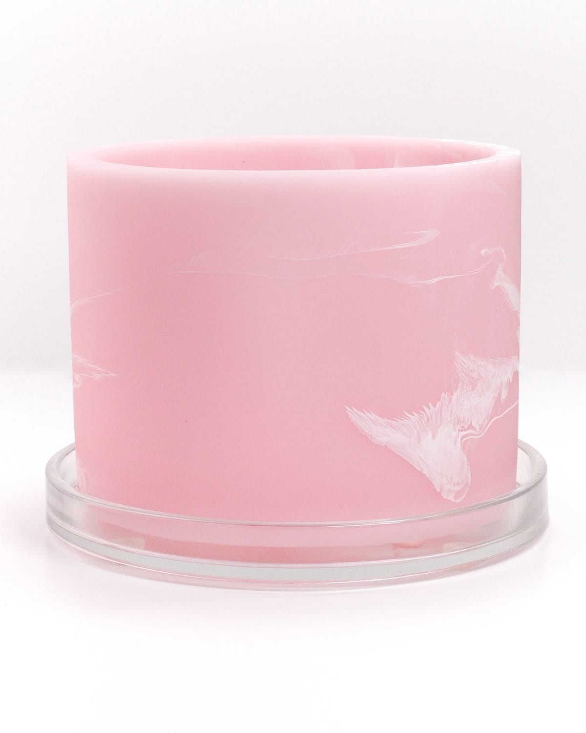 pastel pink white handmade resin plant pot 6 inch indoor planter with drainage