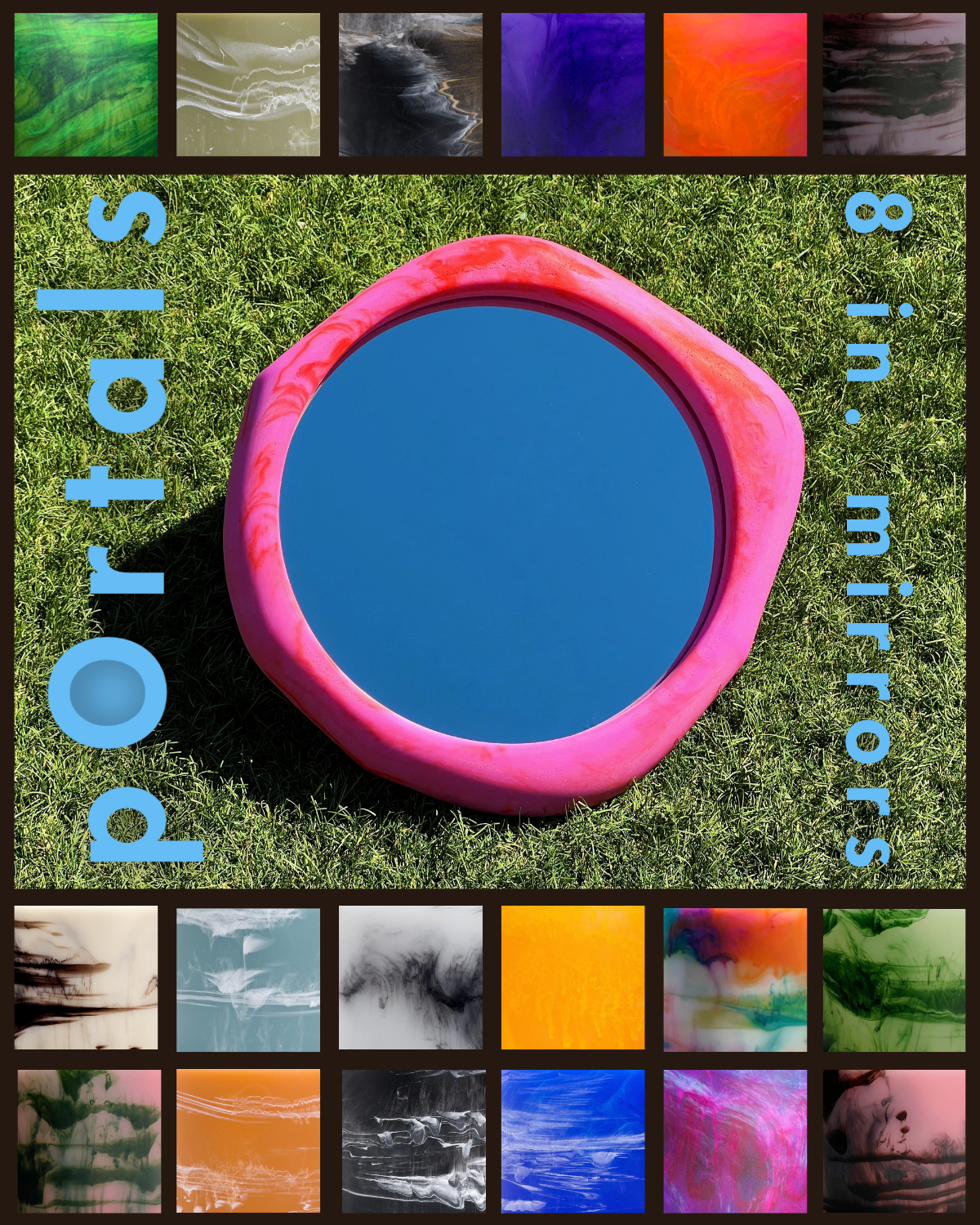 pOrtals | 8 Inch Handmade Resin Mirror | Terrestrial