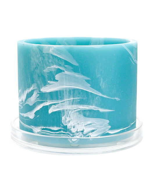 powder blue white handmade resin plant pot 6 inch indoor planter with drainage