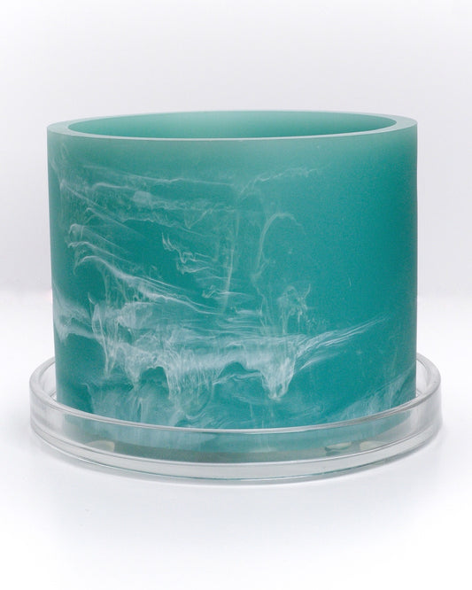 sky blue white handmade resin plant pot 6 inch indoor planter with drainage