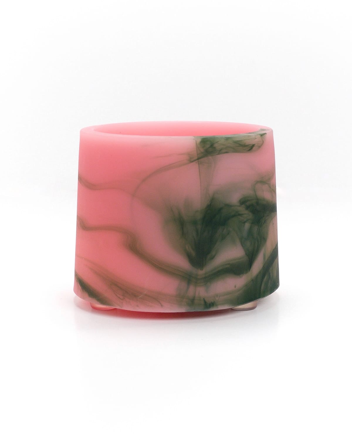 Handmade pastel pink and forest green resin succulent planter, mini 2.5 inch plant pot with drainage.
