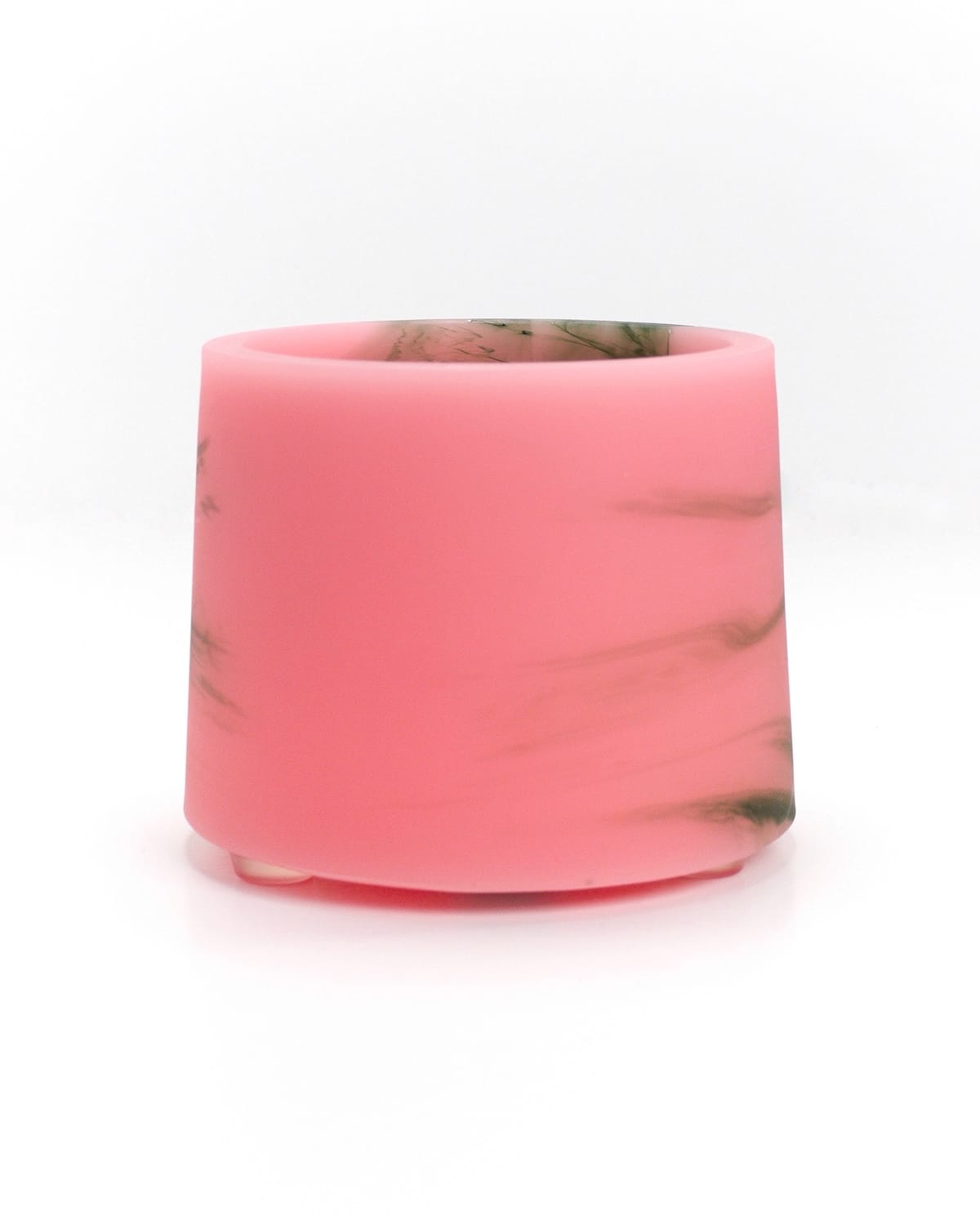 Handmade pastel pink and forest green resin succulent planter, mini 2.5 inch plant pot with drainage.