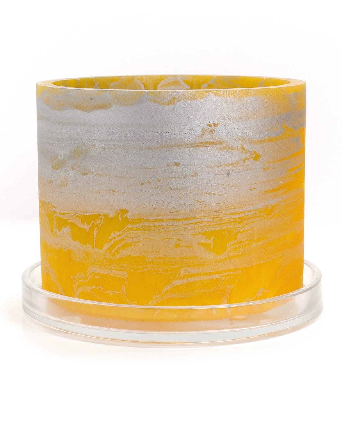 sunshine yellow silver handmade resin plant pot 6 inch indoor planter with drainage