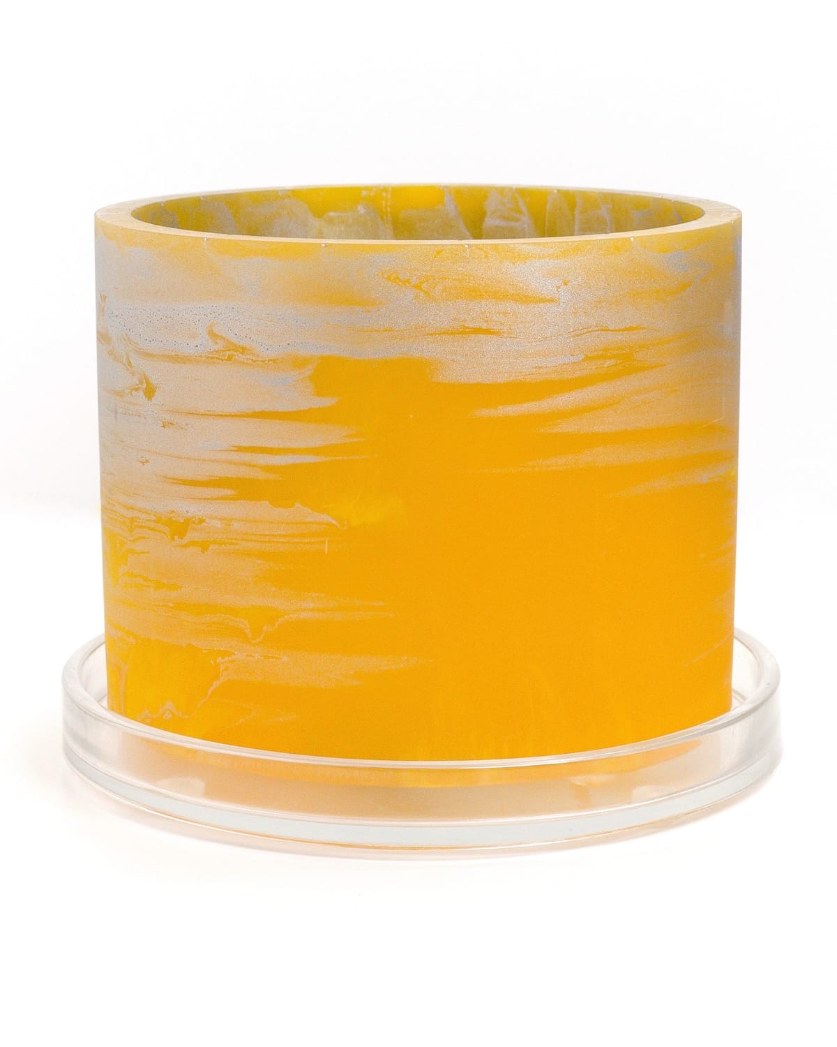 sunshine yellow silver handmade resin plant pot 6 inch indoor planter with drainage