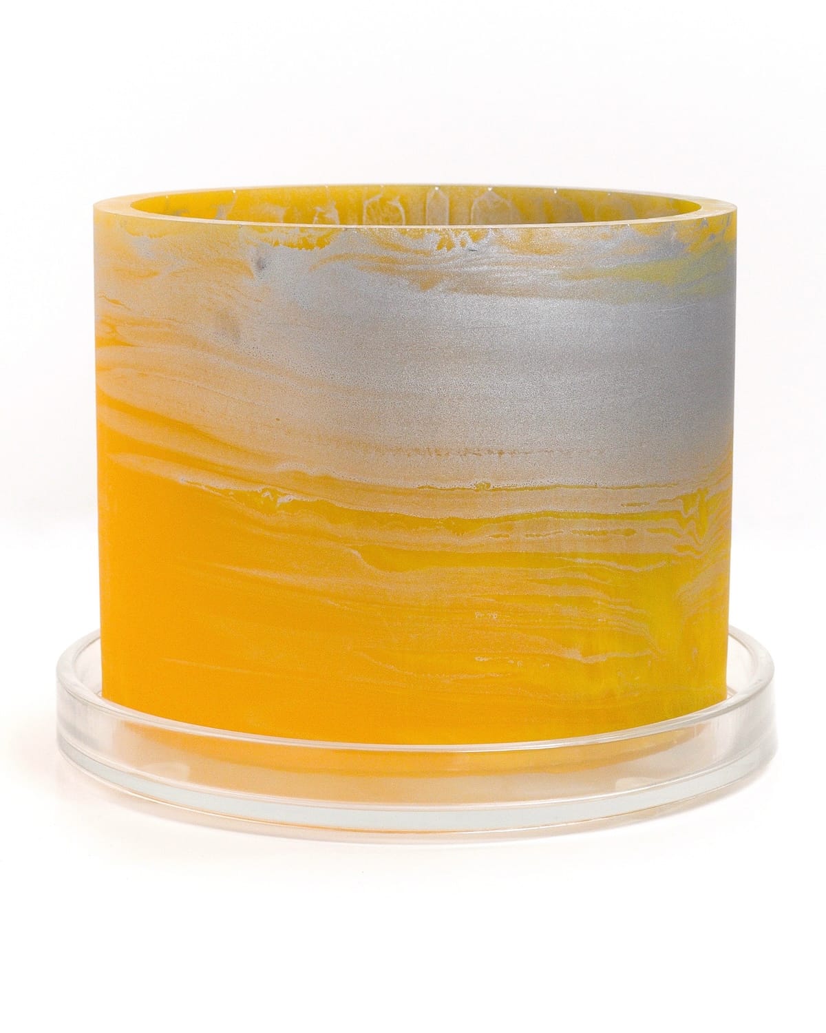sunshine yellow silver handmade resin plant pot 6 inch indoor planter with drainage