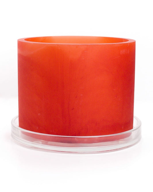 vermillion orange monochromatic handmade resin plant pot 6 inch indoor planter with drainage