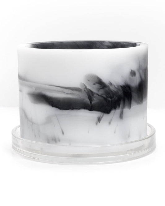 white black handmade resin plant pot 6 inch indoor planter with drainage