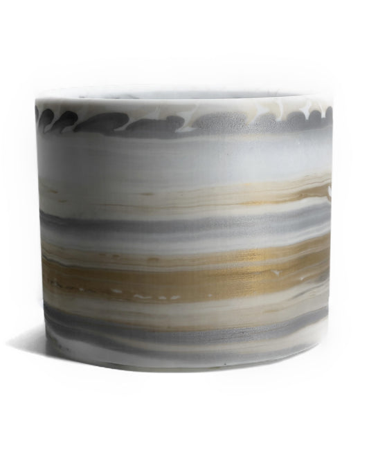 White, Silver, & Gold Resin Planter - 8 Inch Handmade Plant Pot | Terrestrial