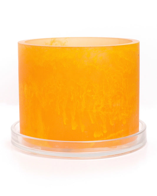 yellow monochromatic handmade resin plant pot 6 inch indoor planter with drainage