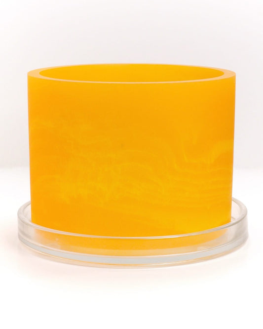 yellow monochromatic handmade resin plant pot 6 inch indoor planter with drainage