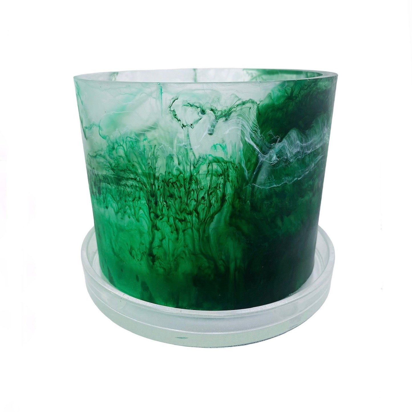 Plant Pot - Moss Agate - Dark Green | Green | White | Clear