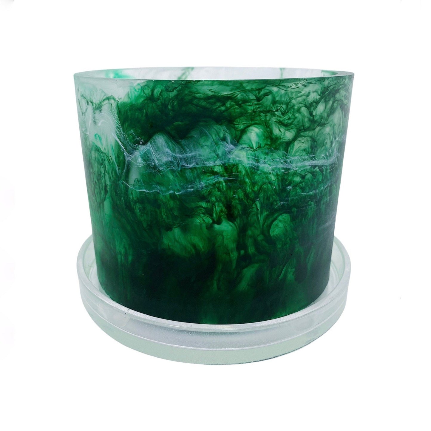 Plant Pot - Moss Agate - Dark Green | Green | White | Clear