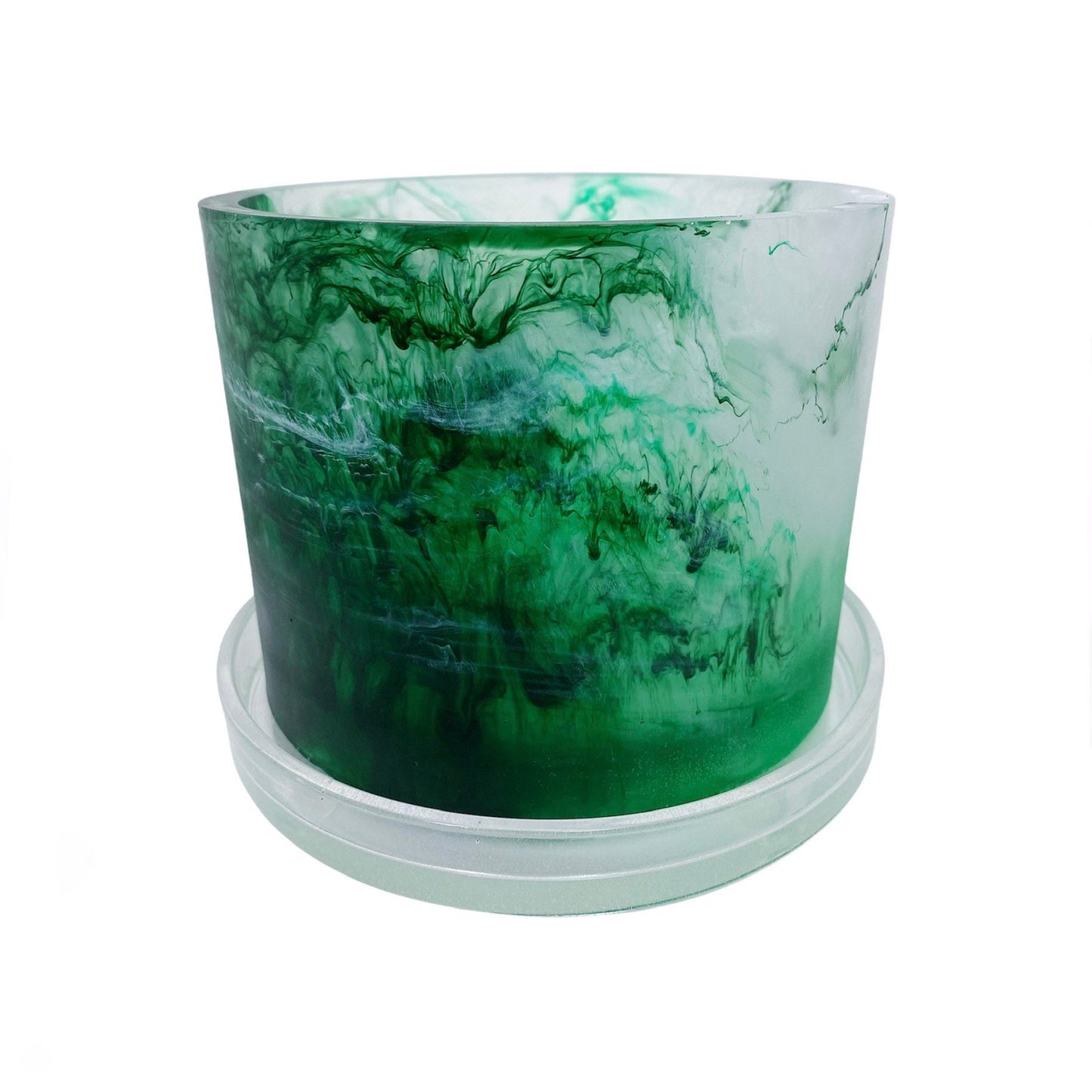 Plant Pot - Moss Agate - Dark Green | Green | White | Clear